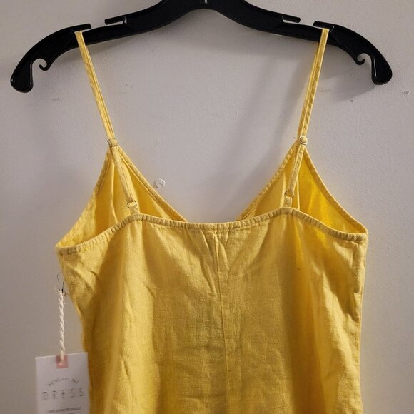 NEW Forever 21 Woven Yellow Linen Sleeveless Tank Button Front Mini Dress Small - Picture 4 of 10